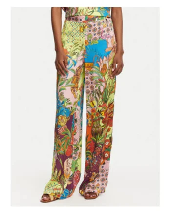 Pantaloni dama,  multicolor, material viscoza, croiala relaxata