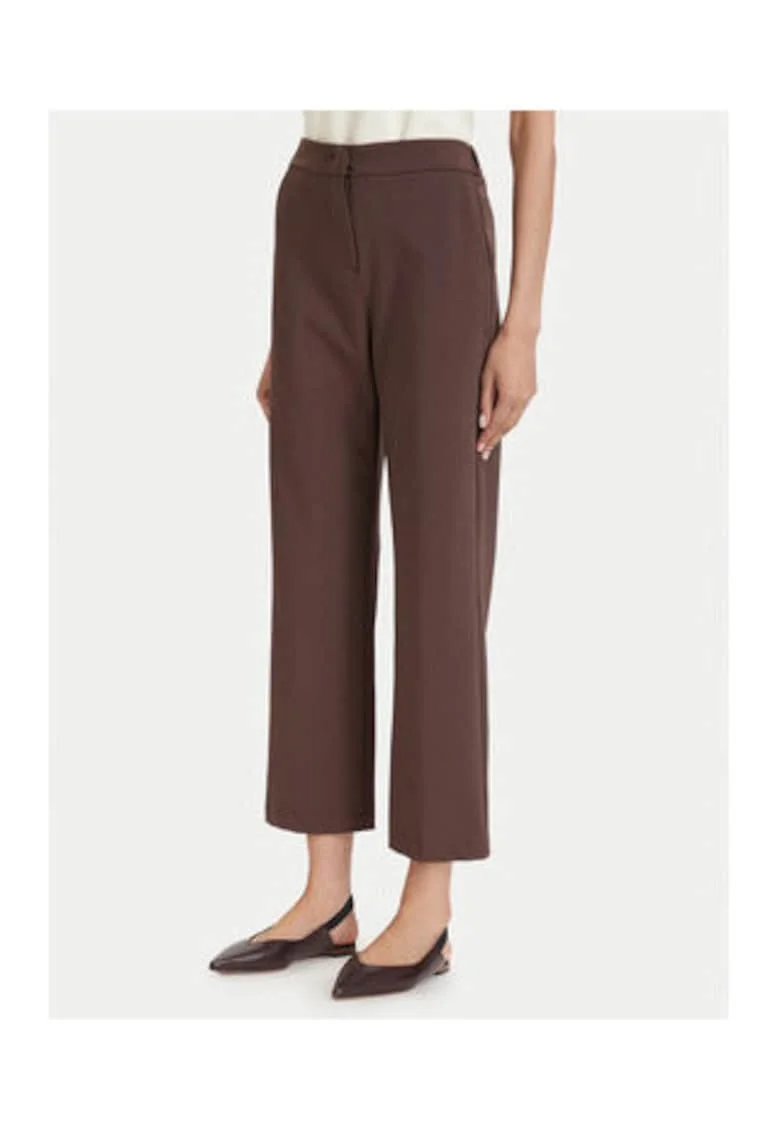 Pantaloni dama,  Maro, regular fit, talie inalta, bumbac/poliamida