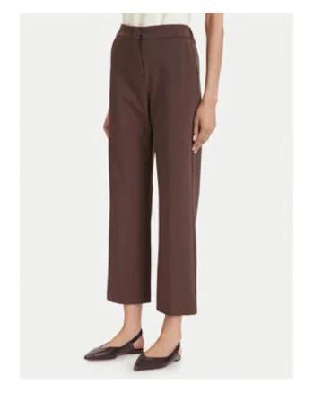 Pantaloni dama,  Maro, regular fit, talie inalta, bumbac/poliamida