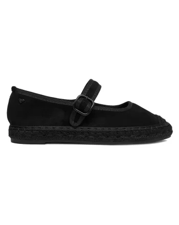 dama  espadrile, negru, textil, cu catarama, Negru