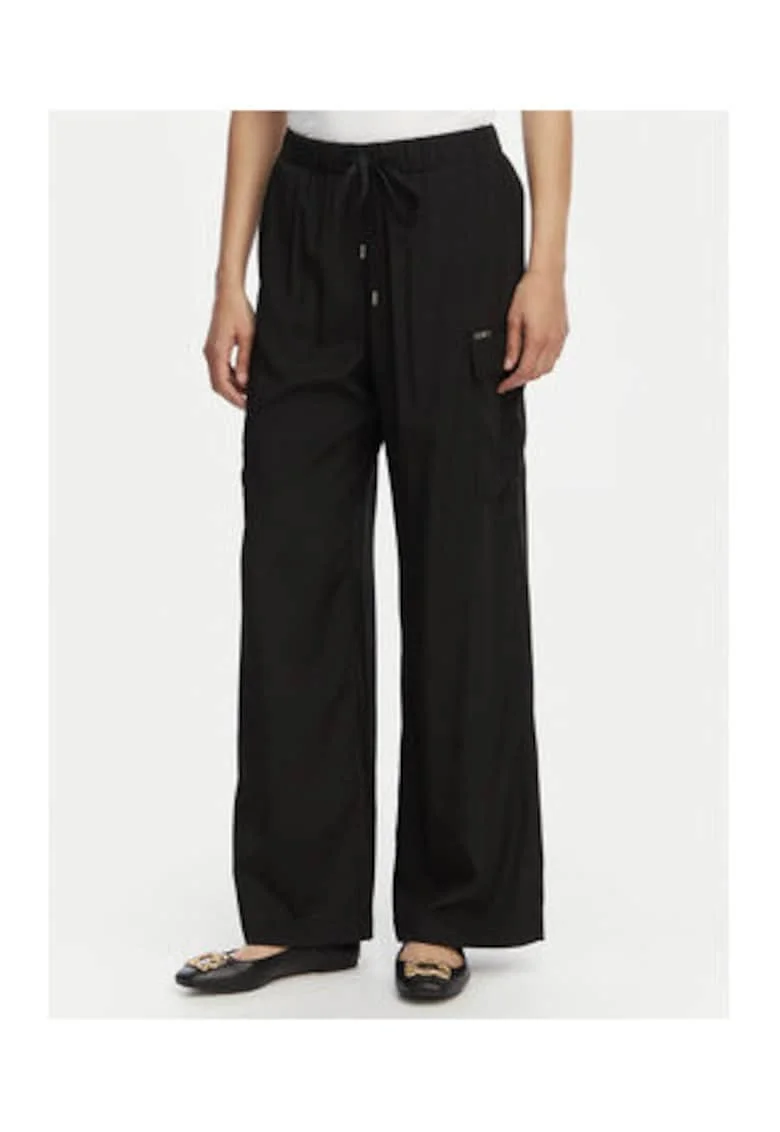 Pantaloni dama,  relaxed fit, negru, poliester si viscoza