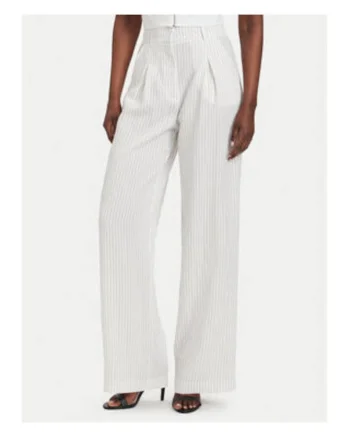 Pantaloni dama,  alb, croiala dreapta, viscoza/poliamida