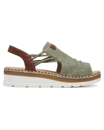 Sandale dama  platforma, verde, material sintetic