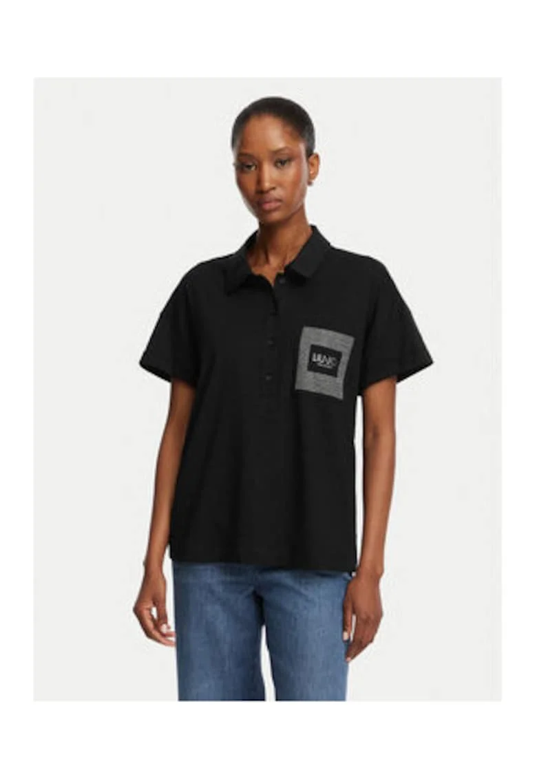 Tricou dama,  negru, bumbac-modal, croiala regular fit