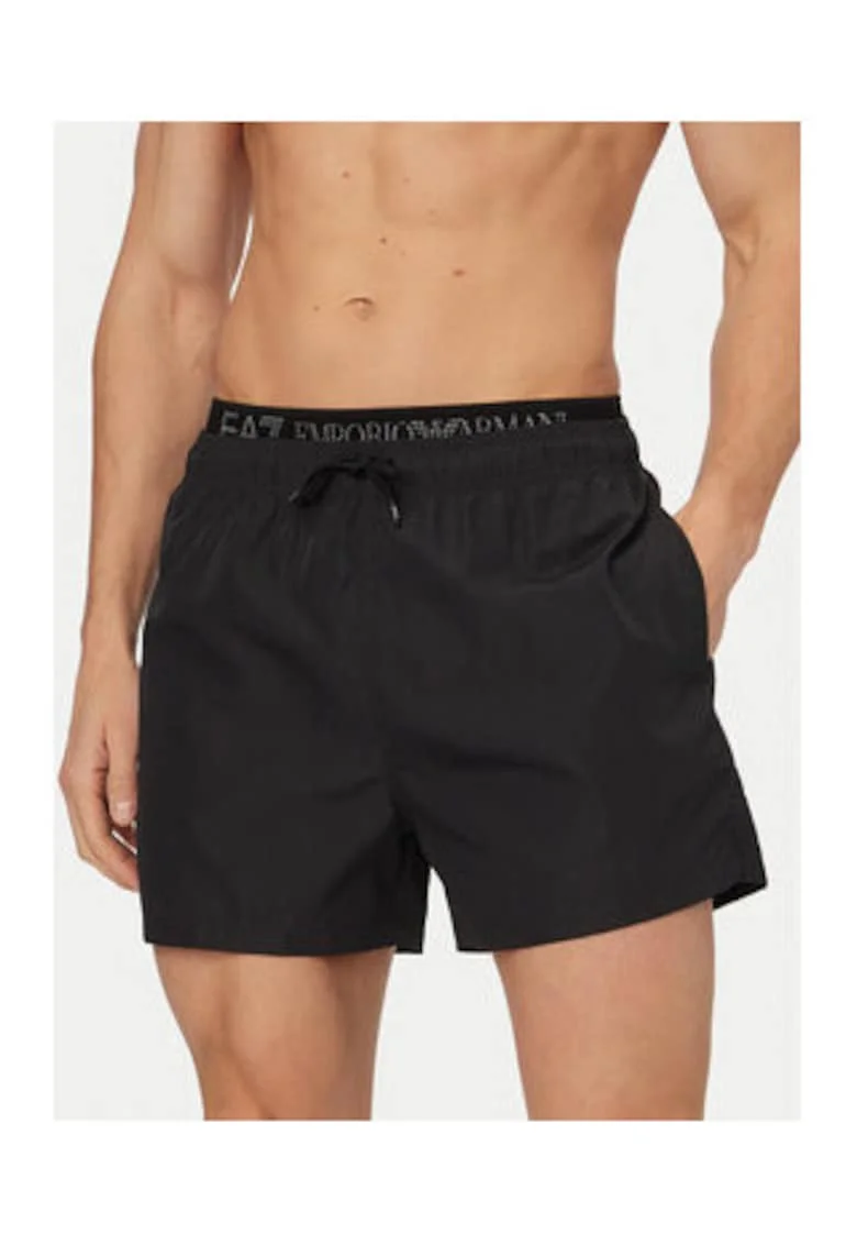 Pantaloni scurti de baie barbati,  negru, poliester, uscare rapida