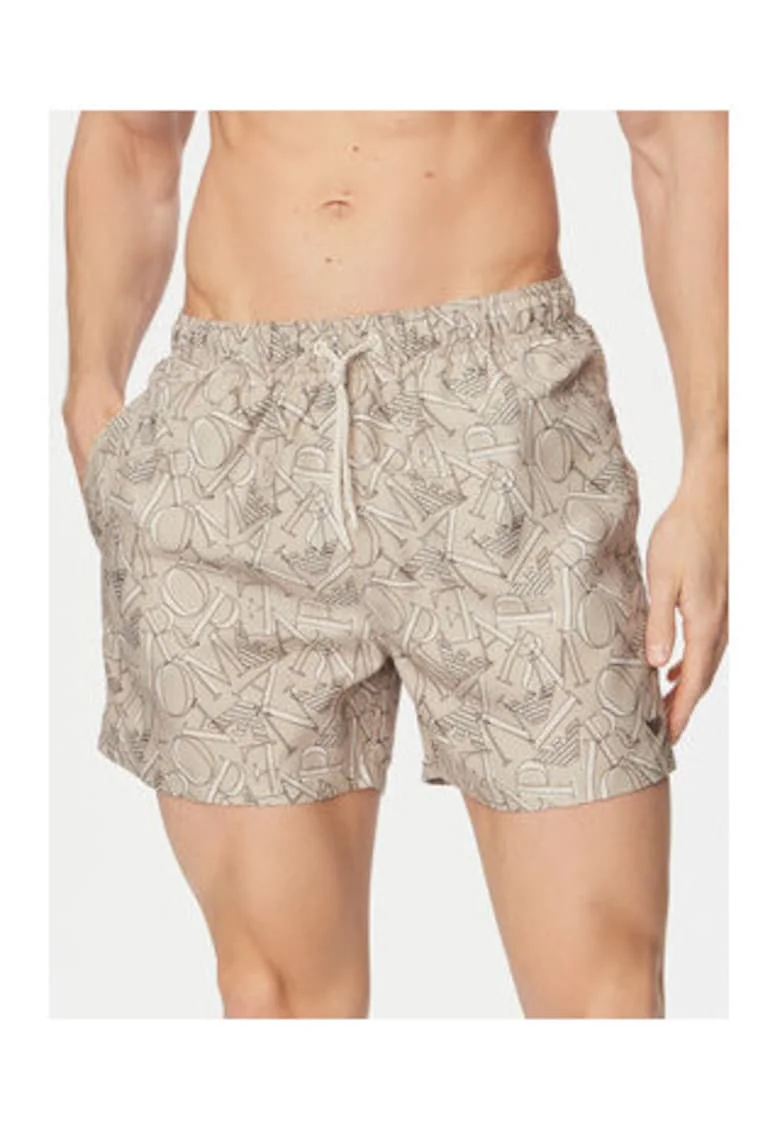 Pantaloni scurti de baie barbati,  gri, poliester, croiala regular