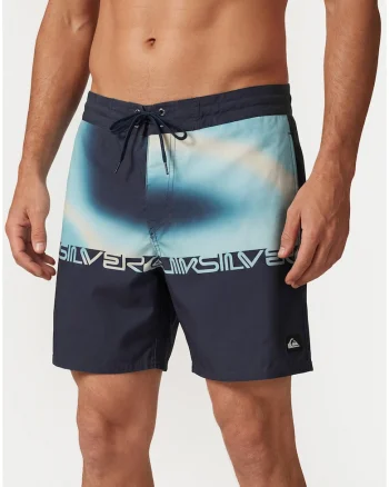 Pantaloni scurti de baie barbati,  multicolor, imprimeu, poliester reciclat