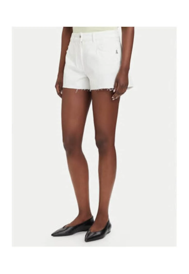 Pantaloni scurti din denim,  alb, bumbac, Alb