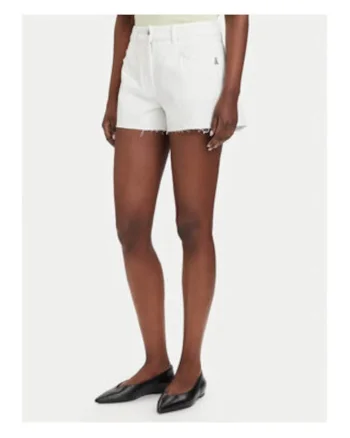 Pantaloni scurti din denim,  alb, bumbac, Alb