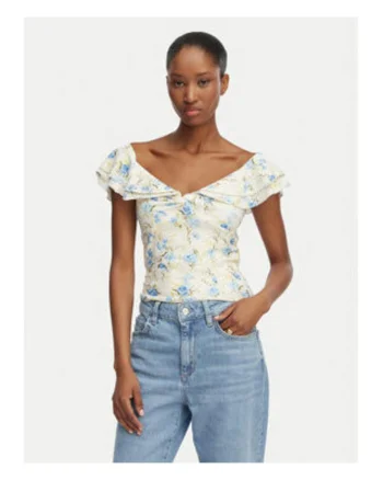 Bluza dama  floral multicolor, Bej/Multicolor/Albastru