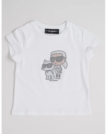 Tricou din amestec de modal cu aplicatii si logo, Alb