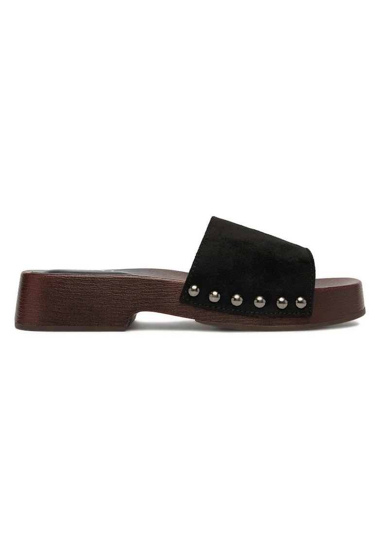 Papuci dama  textil, Negru
