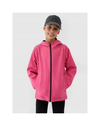 Jacheta softshell pentru fete,  rezistenta la vant, gluga, poliester, roz, hidrofob