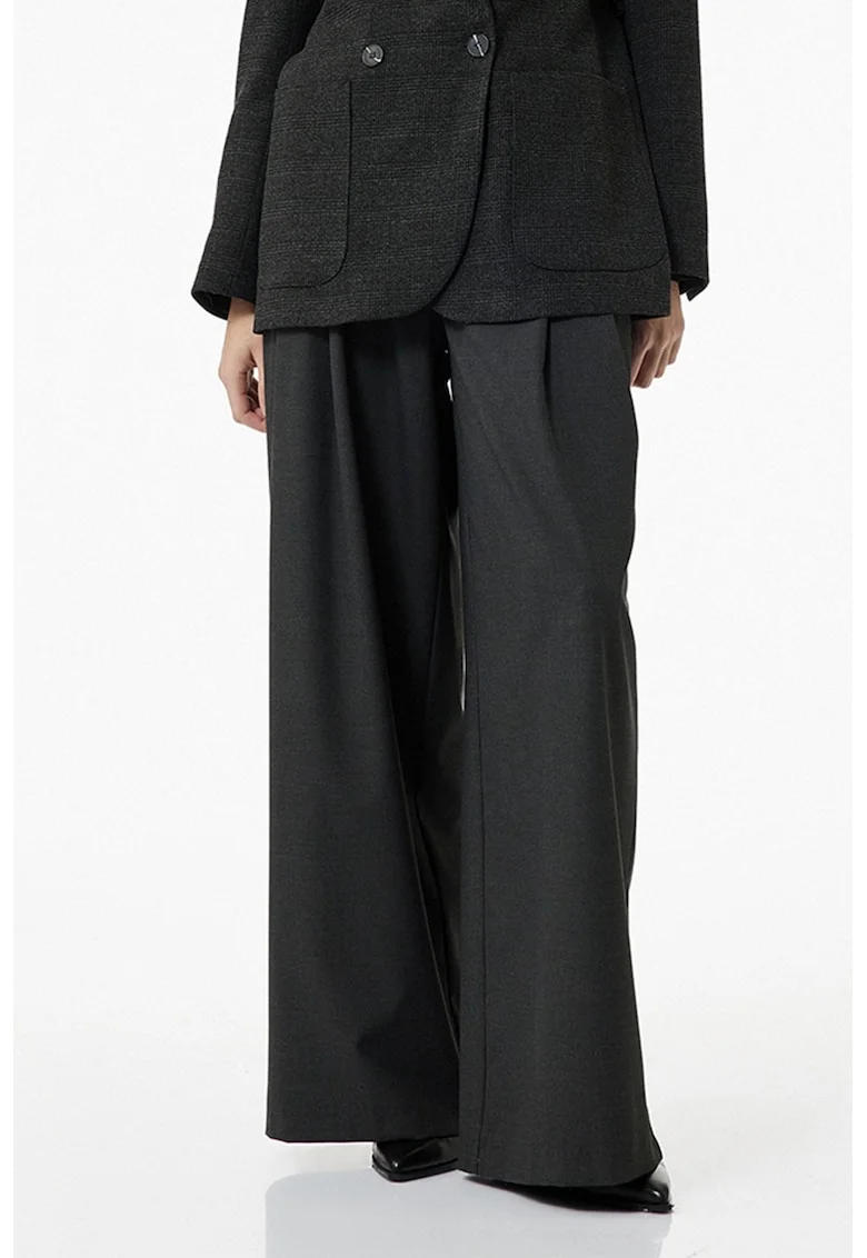 Pantaloni ampli cu o curea in talie, Gri antracit