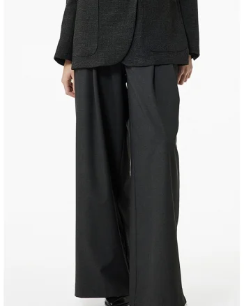 Pantaloni ampli cu o curea in talie, Gri antracit