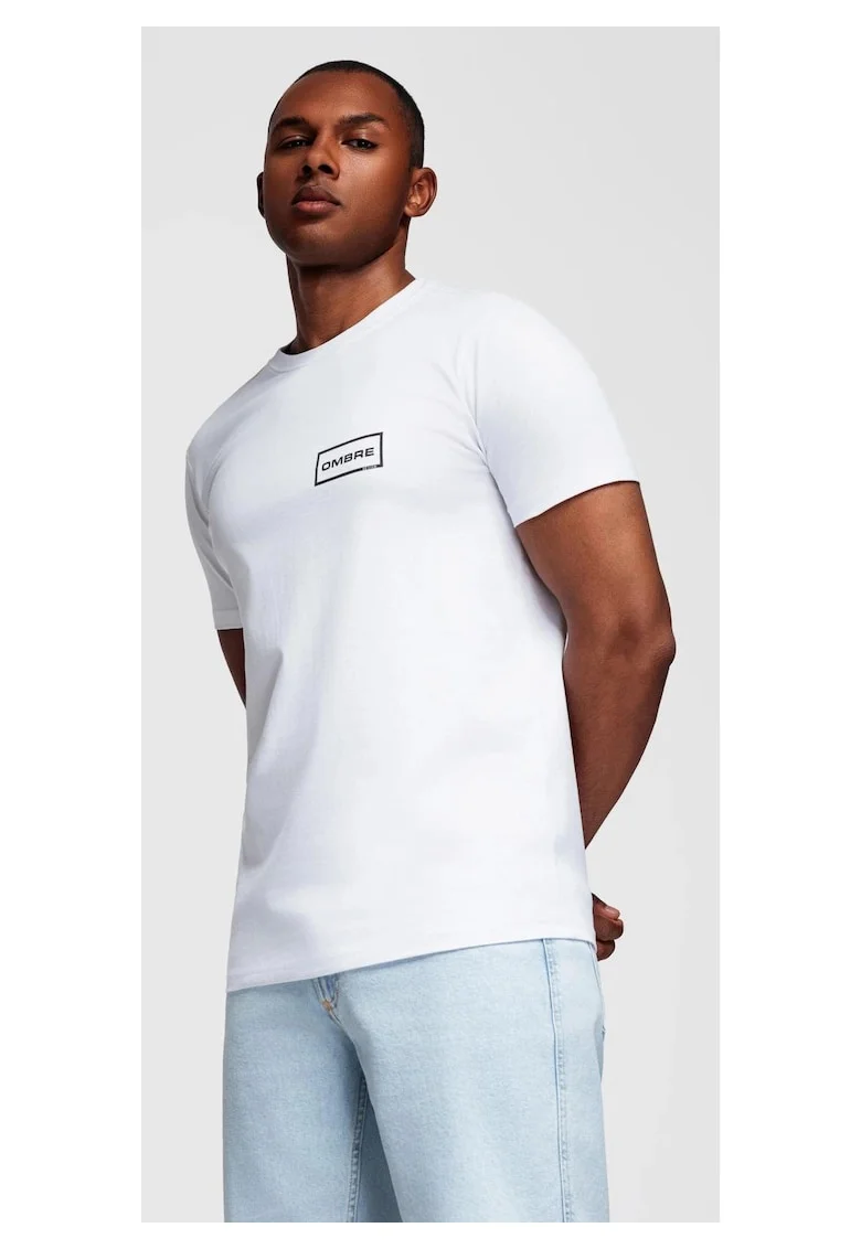 Tricou tricotat cu imprimeu  OM-TSPT-0231, Alb