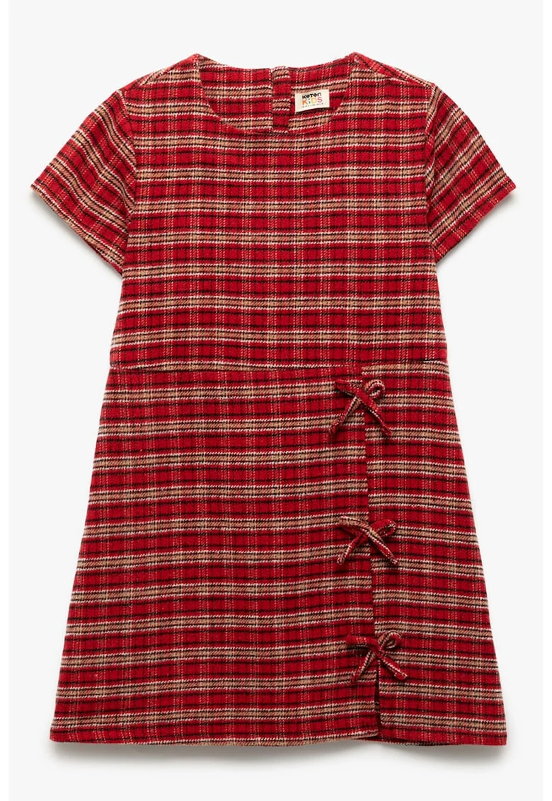 Rochie cu croiala in A, maneci scurte si model in carouri