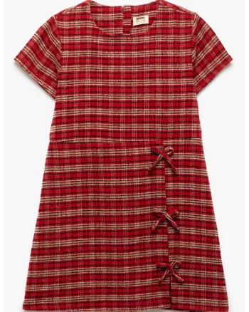 Rochie cu croiala in A, maneci scurte si model in carouri