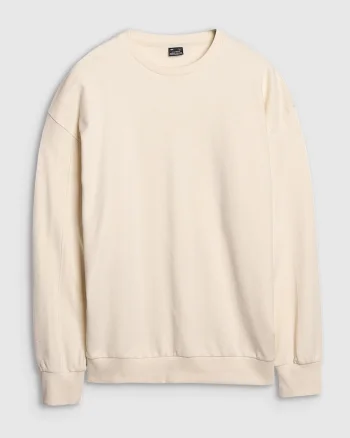Hanorac barbati  oversize, bej, 100% bumbac, fara fermoar, fara gluga