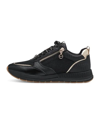 Pantofi sport cu garnituri din piele ecologica si material textil, Auriu/Negru