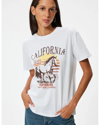 Tricou supradimensionat cu imprimeu, Alb