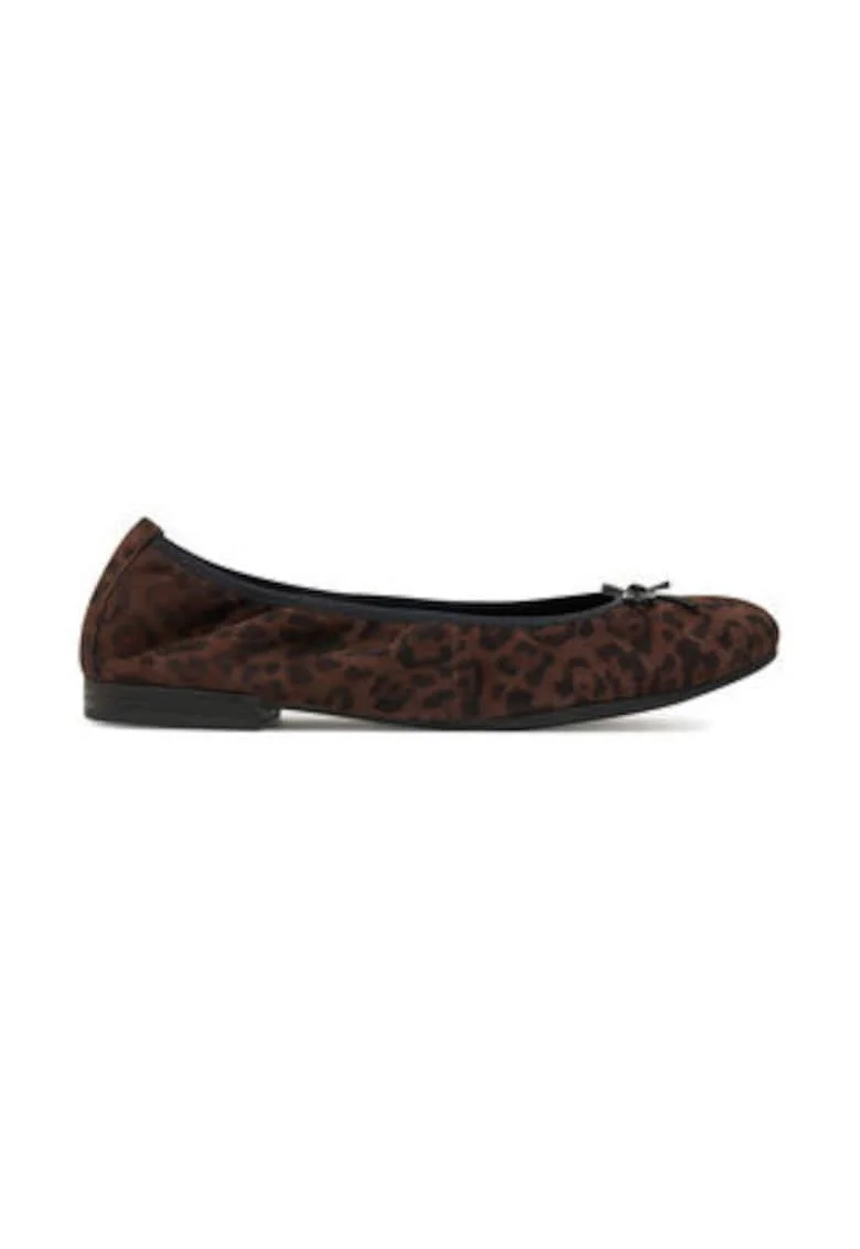 Balerini dama,  piele naturala, negru/maro