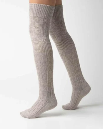 Jambiere lana bej peste genunchi  S089-010, Bej