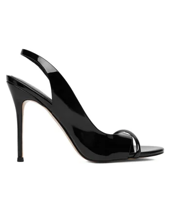 Sandale dama  piele naturala, toc subtire, Negru
