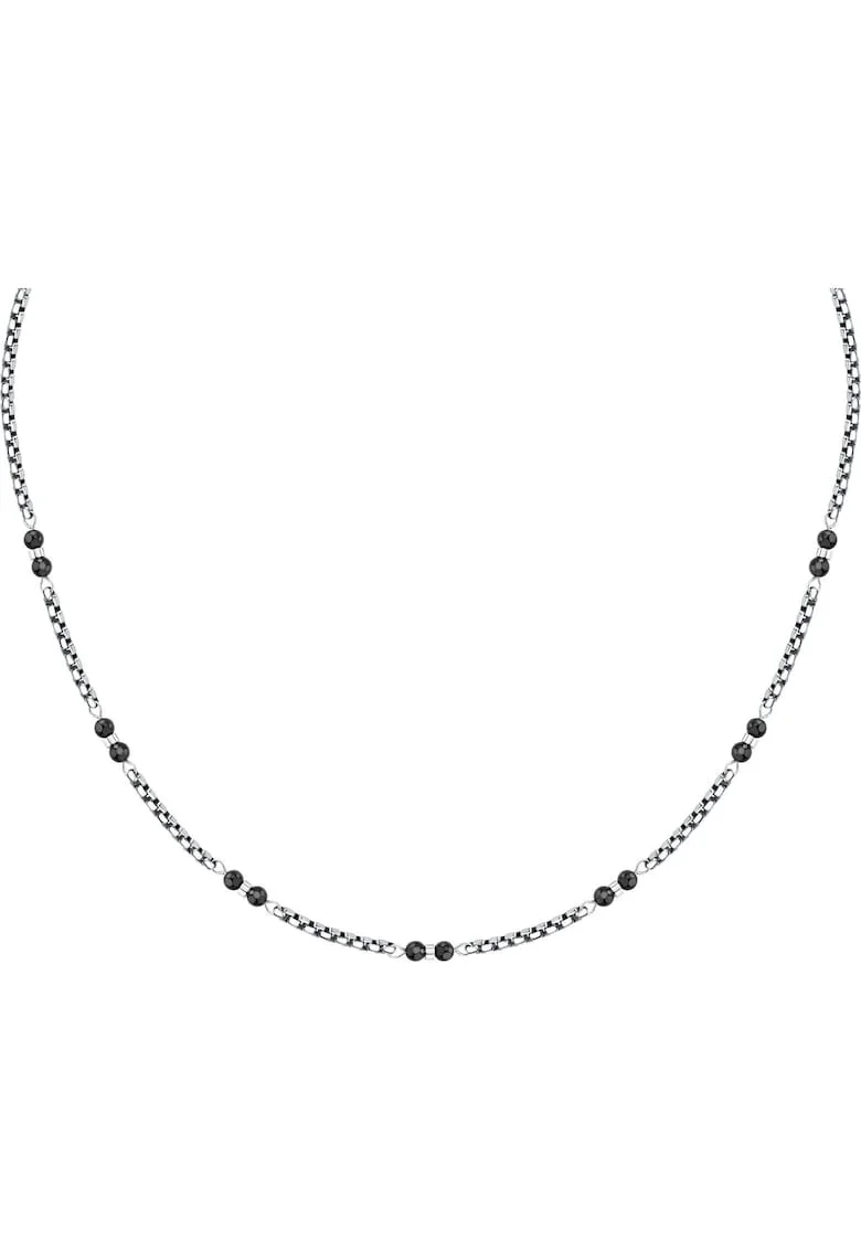 Colier  S1753, Argintiu, Negru