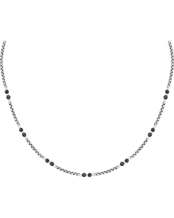 Colier  S1753, Argintiu, Negru