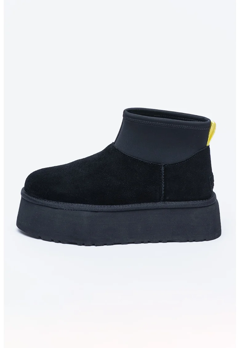 Ghete de piele intoarsa cu segment din material textil Classic Mini Dipper, Negru