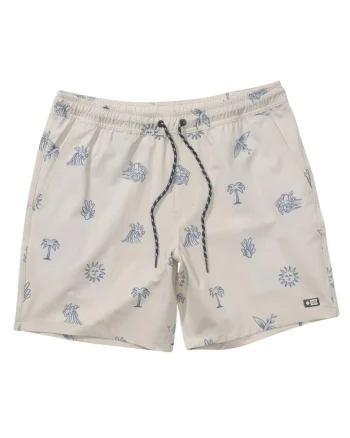 Pantaloni scurti de baie cu imprimeu tropical Good Vibes