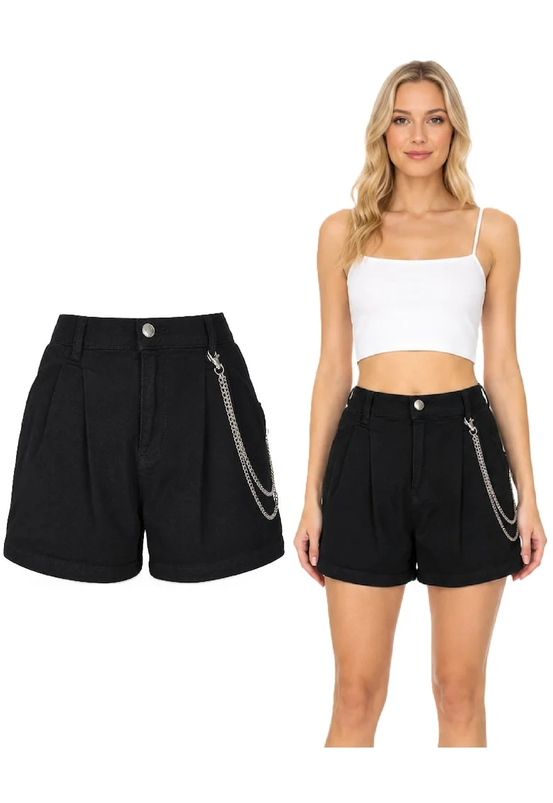 Pantaloni scurti din denim cu talie inalta