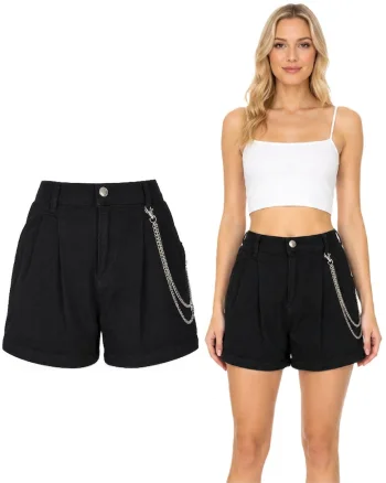 Pantaloni scurti din denim cu talie inalta
