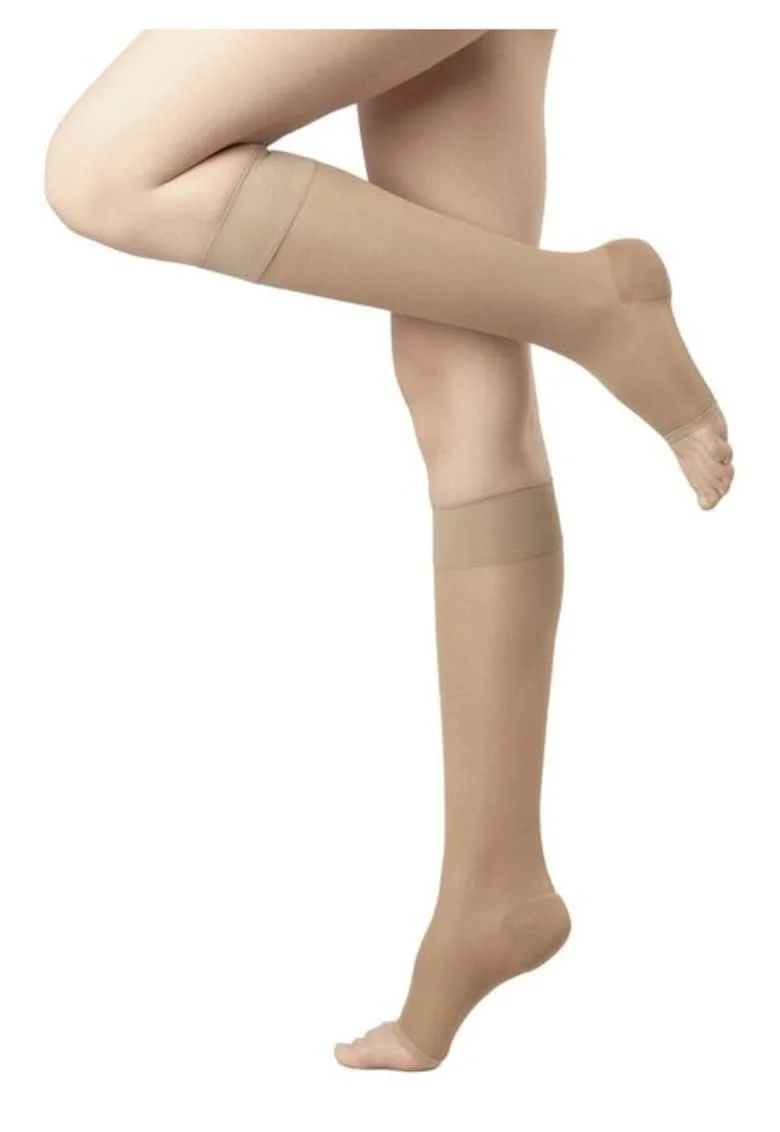 Sosete compresive medicinale cu varf decupat (18-21 mmHg)  140 den, Natural