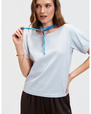 Tricou lejer din bumbac, Albastru pastel