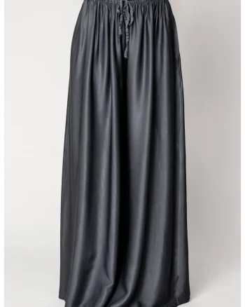 Pantaloni lung din mix de matase Grey Anthracite 18040, Gri cenusiu