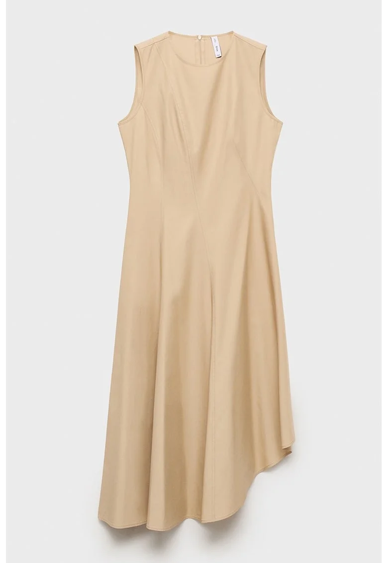Rochie asimetrica din bumbac si lyocell, Maro nisip