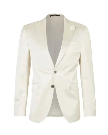 Sacou regular fit cambrat cu inchidere la un singur rand de nasturi si pin cu detaliu floral
