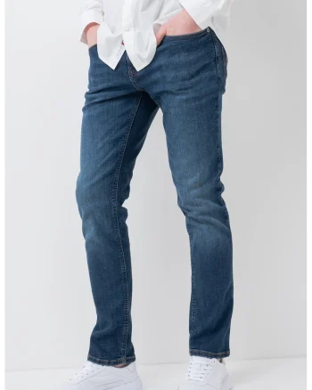 Blugi slim fit cu aspect decolorat, Bleumarin