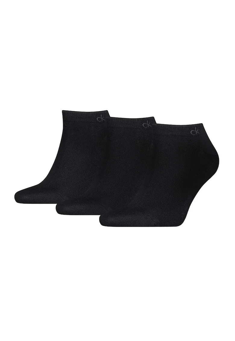Set de sosete pana la glezna cu model uni - 3 perechi, Negru