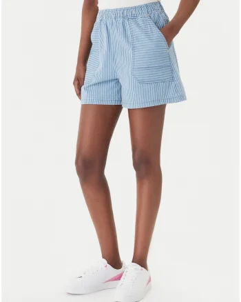 Pantaloni scurti dama,  alb, bumbac, casual, fara inchidere,