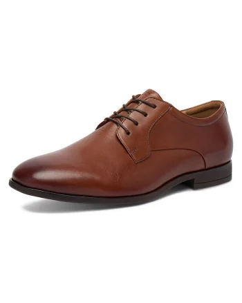 Pantofi barbati,  piele naturala, maro, varf rotund,