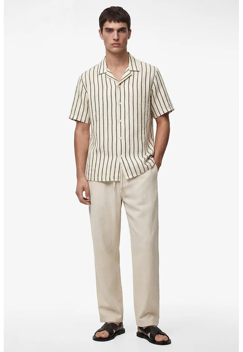 Camasa regular fit cu dungi, Negru/Bej
