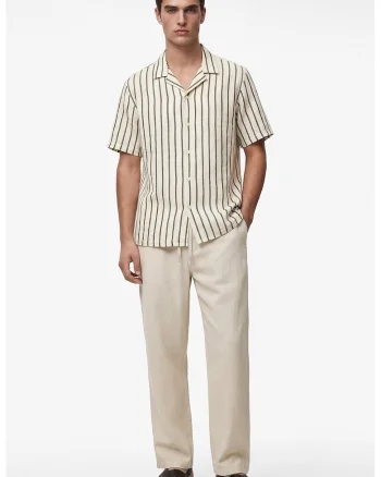 Camasa regular fit cu dungi, Negru/Bej