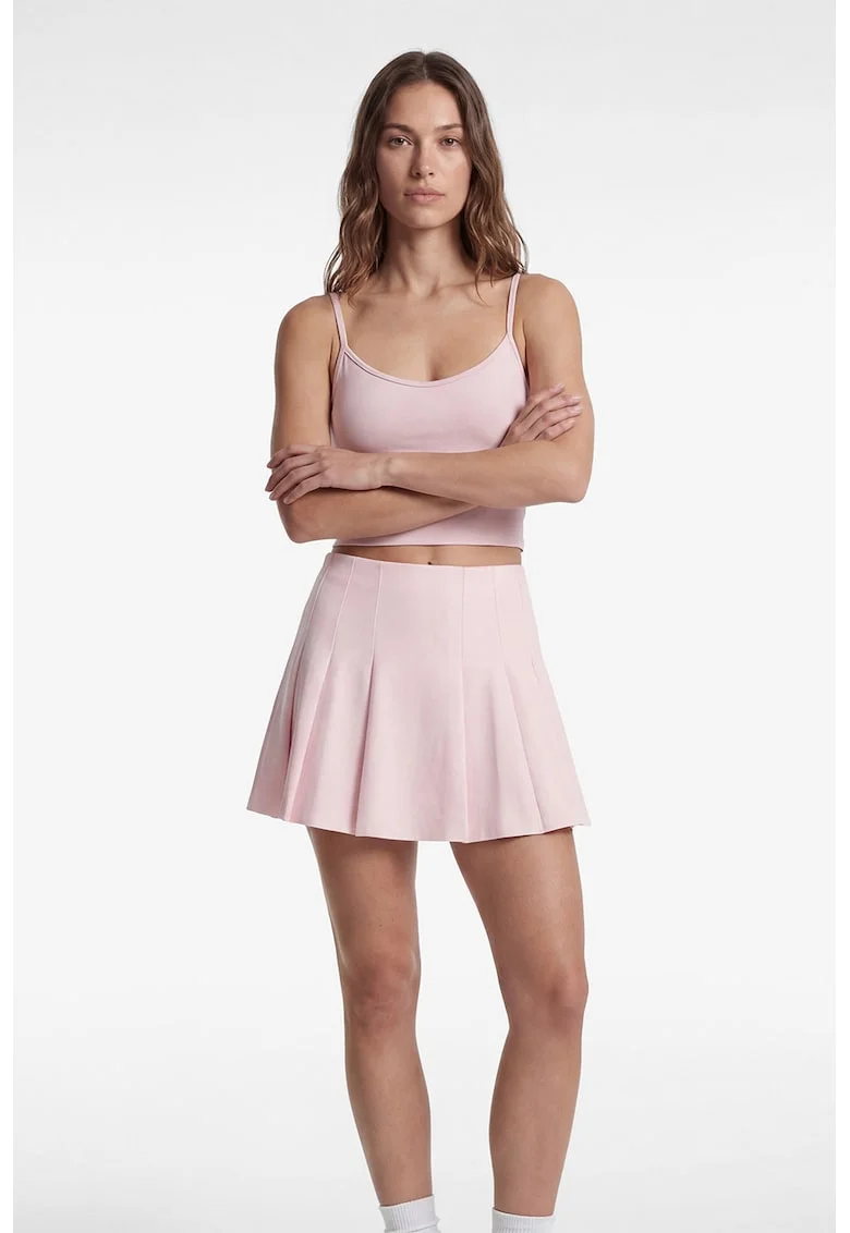 Fusta evazata cu pantaloni scurti pe interior, Roz deschis