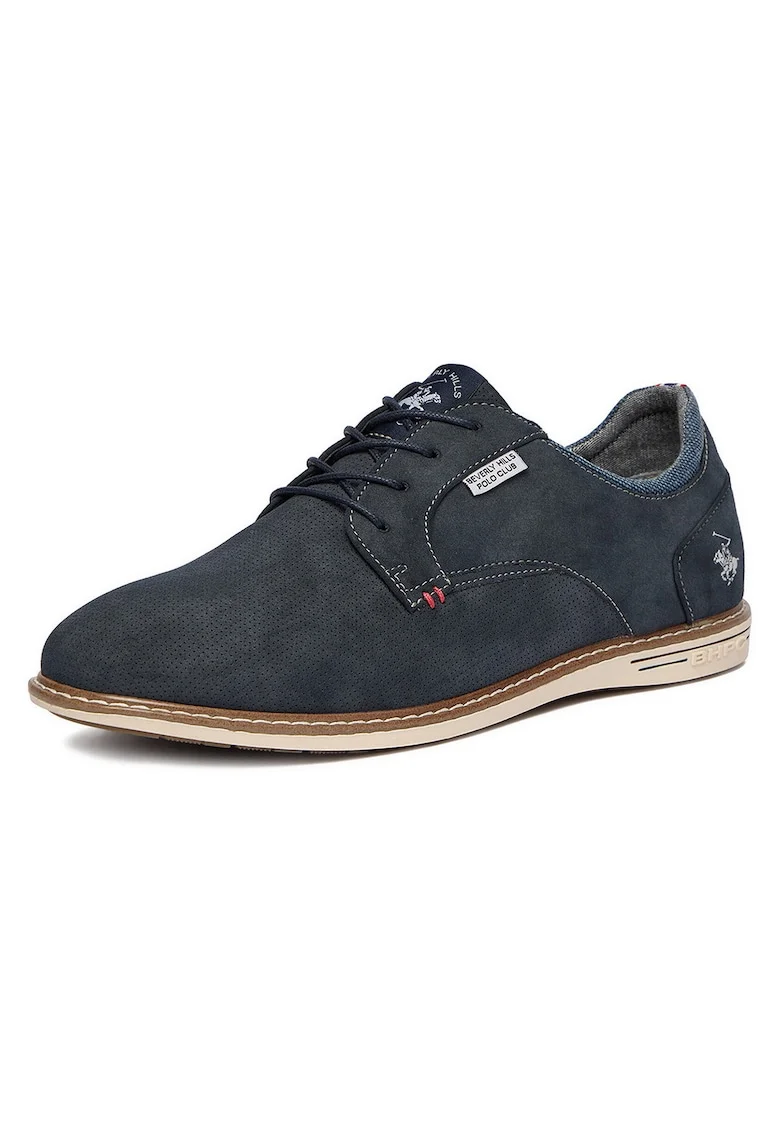 Pantofi barbati,  casual, bleumarin, piele ecologica, interior textil
