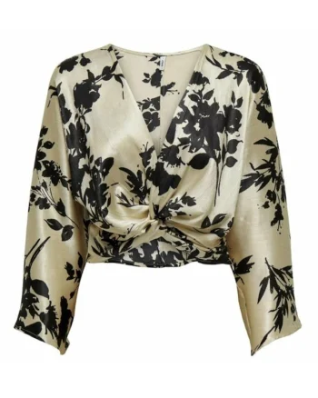 Bluza crop din satin cu imprimeu floral Salia