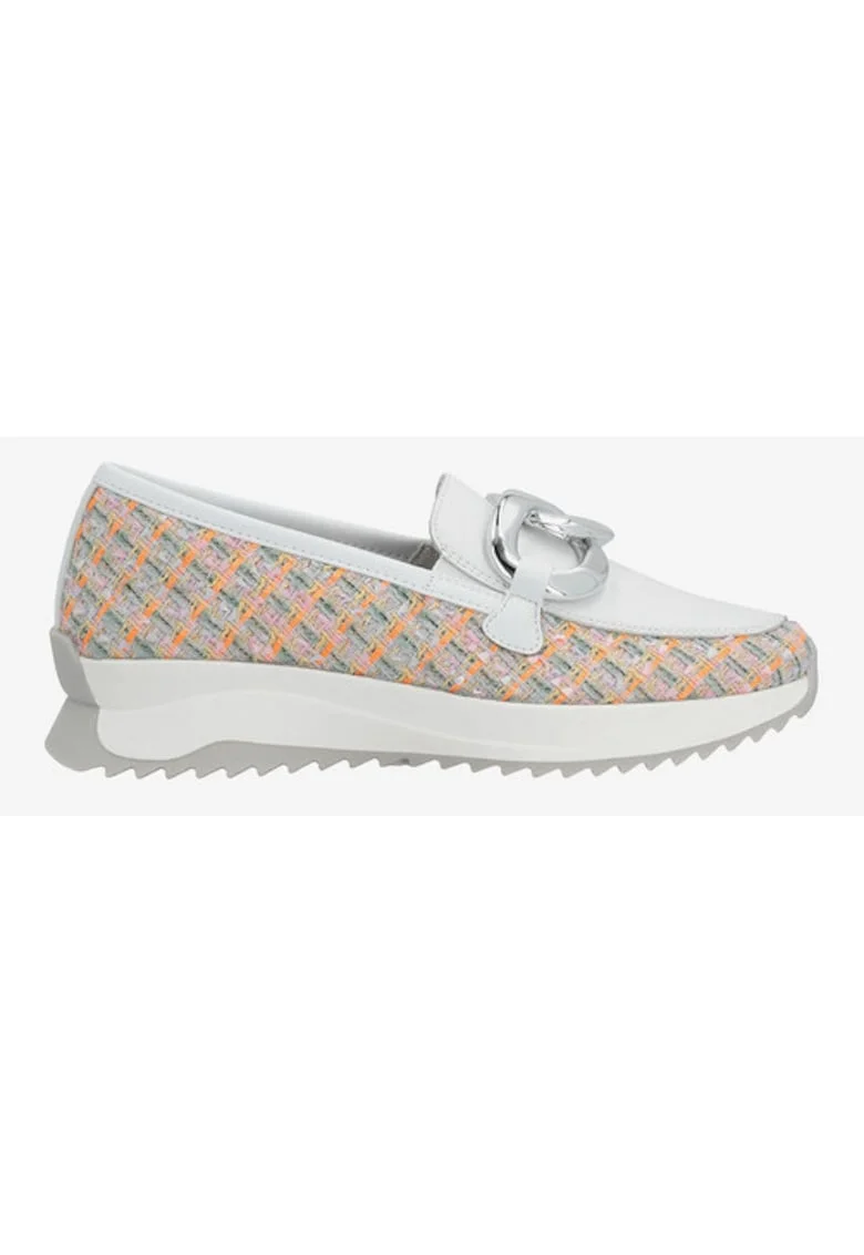 Pantofi loafer din piele ecologica si segmente textile