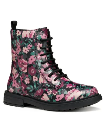 Ghete pentru fete,  piele ecologica, model floral, multicolor